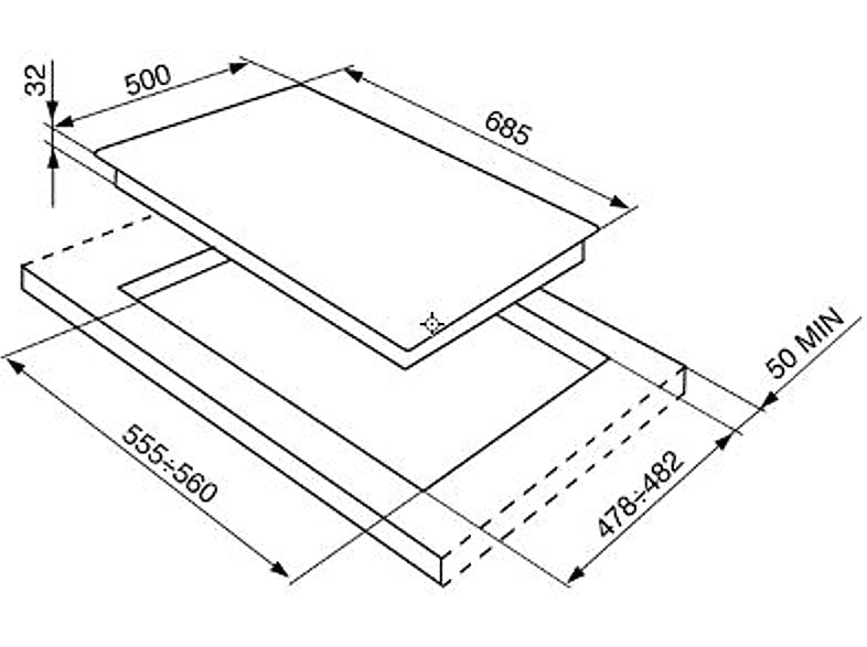 Placa de gas - Smeg 8017709112998, 5 zonas, G20 gas natural, 685 mm, Inox