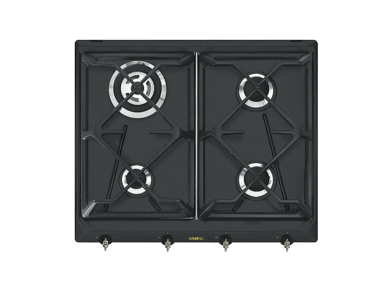 Placa de gas - Smeg 8017709233341, 4 zonas, Gas Natural, Gas Butano, Gas Propano, 59,5 cm, Inox