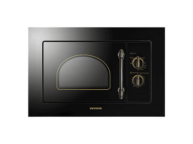 Microondas con grill integrable - Infiniton IMW-RU20, 800 W, 8 potencia, 20 l, Negro Rústico