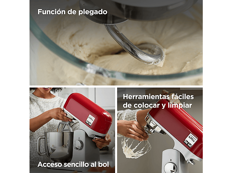 Robot de cocina - Kenwood kMix KMX750RD, Amasadora de repostería, 1000 W Bol de 5 l, 6 Velocidades, Rojo
