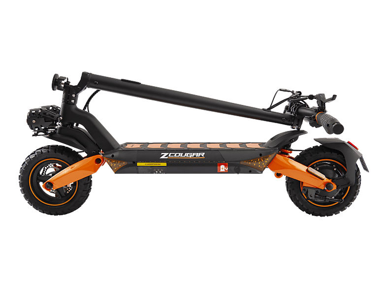 Patinete eléctrico - Zwheel Zcougar Plus, Pot. máx. 1600 W, Carga máx. 120 kg, 70 km autonomía, 20000 mAh, Negro