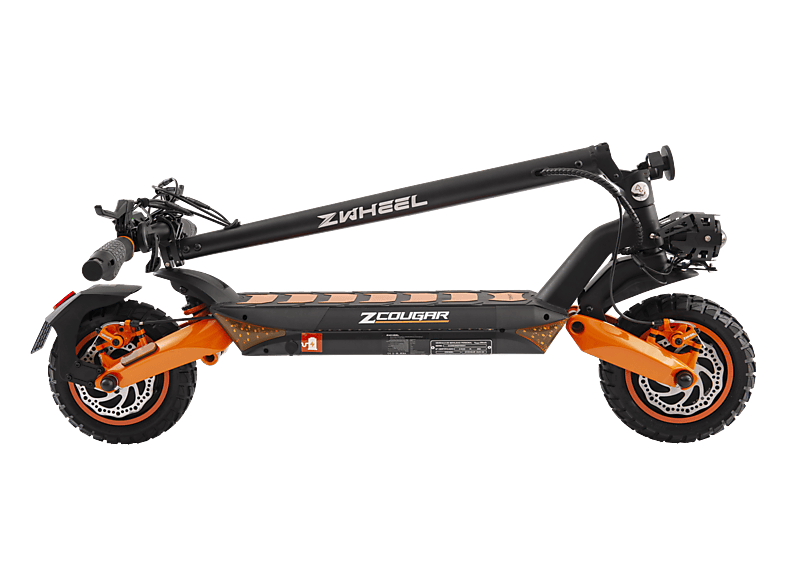 Patinete eléctrico - Zwheel ZCougar Duo, Pot. máx. 2000 W, Carga máx. 120 kg, 70 km autonomía, 20000 mAh, Negro