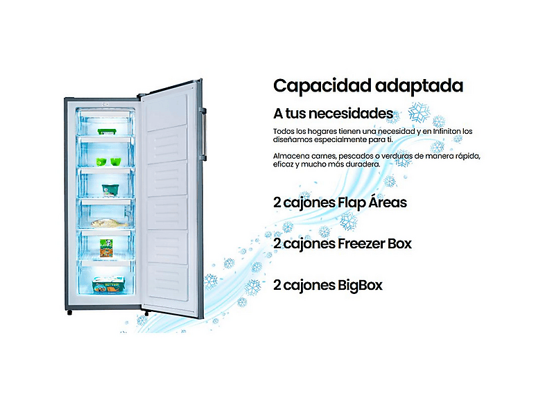 Congelador vertical - Infiniton CV-172L14XEV, 188,5 cm, Inox