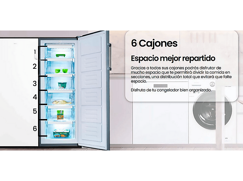 Congelador vertical - Infiniton CV-172L14XEV, 188,5 cm, Inox