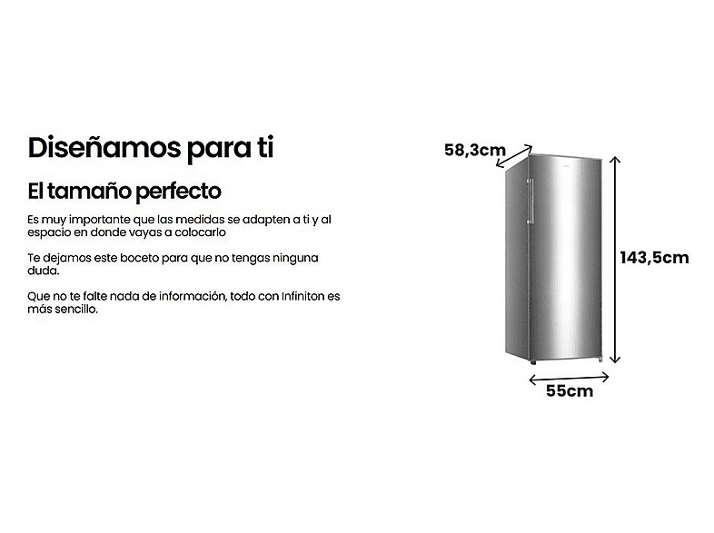 Congelador vertical - Infiniton CV-172L14XEV, 188,5 cm, Inox