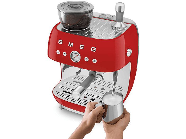 Cafetera express - Smeg EGF03RDEU ROJO, 15 bar, 1650 W, 2 tazas