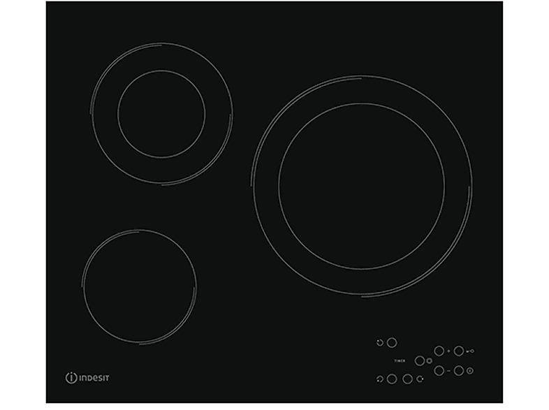 Placa Vitrocerámica - Indesit RI-360C, 3 zone(s) zonas, 580 mm, Negro