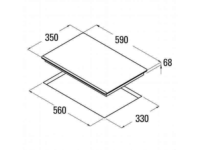 Placa de inducción - Cata IB 2 PLUS BK, 2 zone(s) zonas, 590 mm, Negro