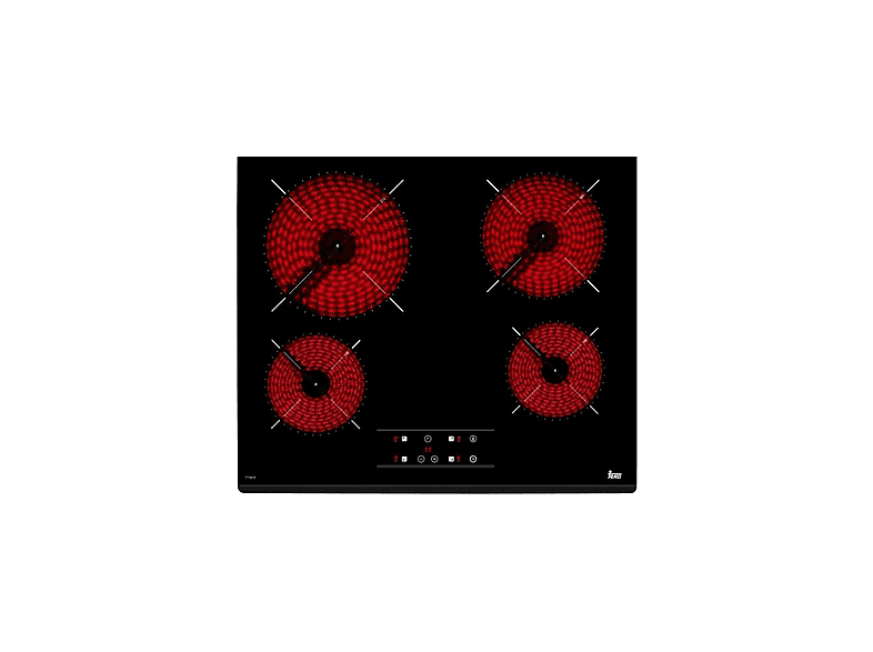 Placa de vitrocerámica - Teka TT 6415, 4 zonas, 60,5 cm, Negro
