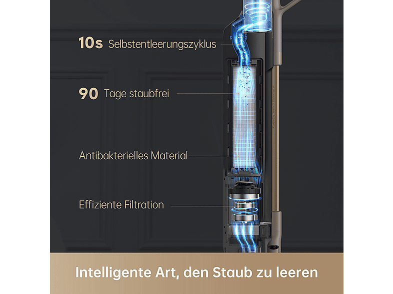 Aspirador escoba - Dreame Z10 STATION CORDLESS STICK VACUUM, 481 W, Potencia de succión 150 AirWatt, Depósito 2,5 l, Autonomía 65 min, Beige