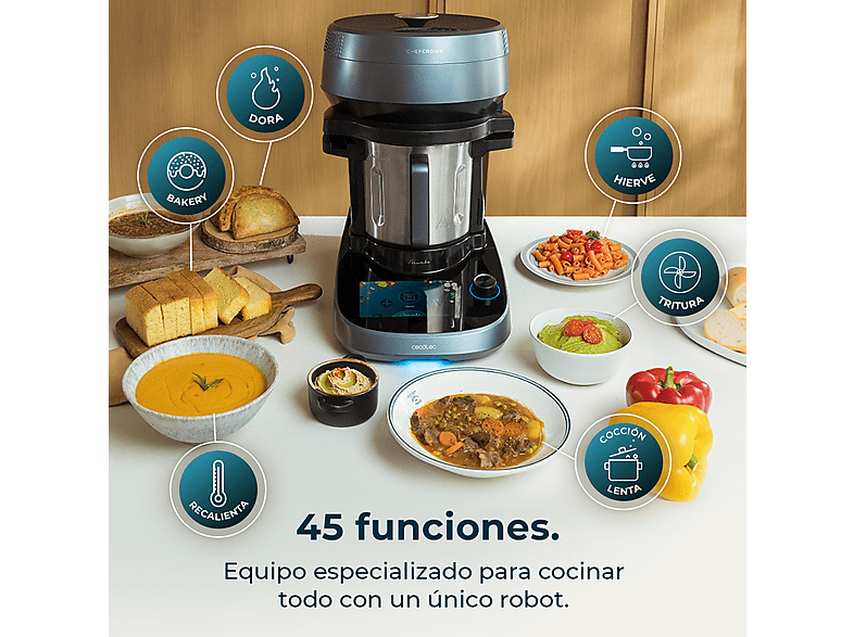 Robot de cocina - Cecotec 4701 MAMBO COOKING UNIQUE, 1600 W, 4,5 l, Negro