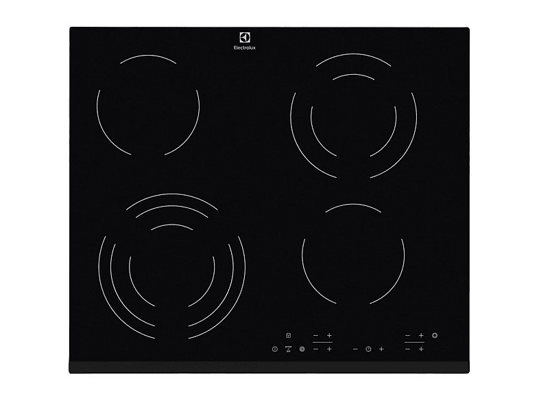 Placa de vitrocerámica - Electrolux EHF6343FOK, 4 Fuegos zonas, 590 mm, Negro