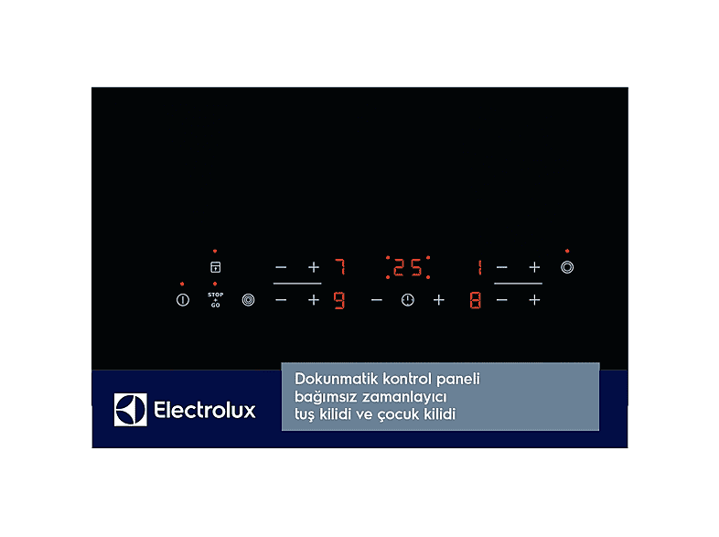 Placa de vitrocerámica - Electrolux EHF6343FOK, 4 Fuegos zonas, 590 mm, Negro