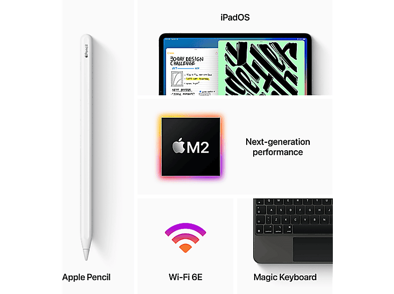 Tablet - Apple 1543481 MNXX3TY/A IPAD PRO 12.9 WIFI 1TB SILVER 6 GEN, Plata, 12,9 " Retina, 16 GB RAM, Chip M2 de Apple, Tablet iOS