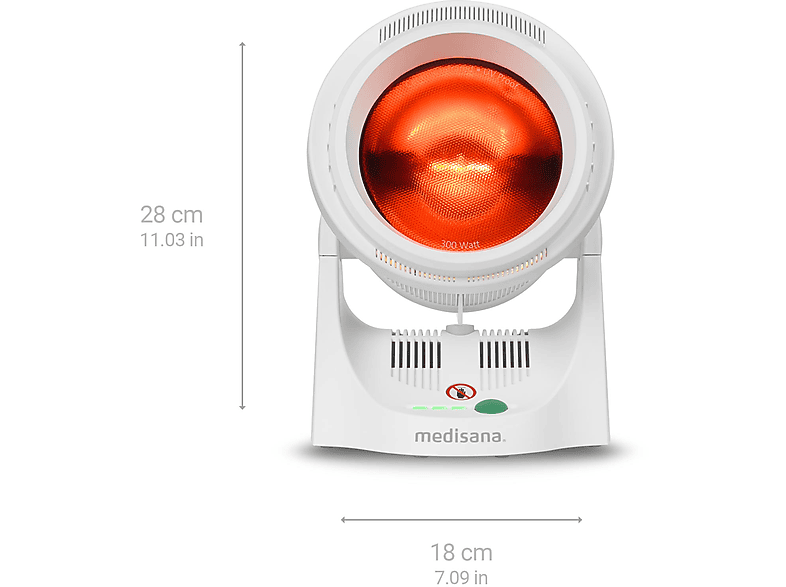 Lámpara de infrarrojos - Medisana IR 850, 300 W, Apagado automático, Protección sobrecalentamiento, Blanco
