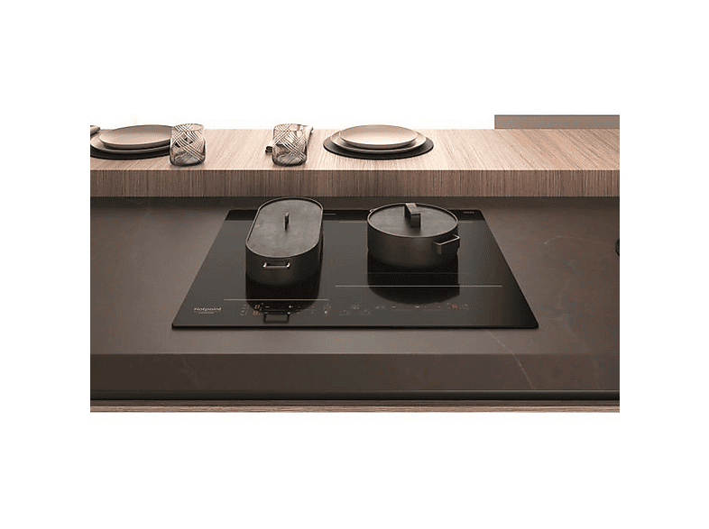 Placa de inducción - Hotpoint HOT8050147581568, 3 zonas, 590 mm, Negro