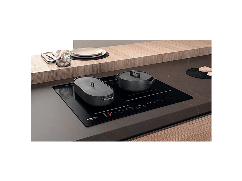 Placa de inducción - Hotpoint HOT8050147581568, 3 zonas, 590 mm, Negro