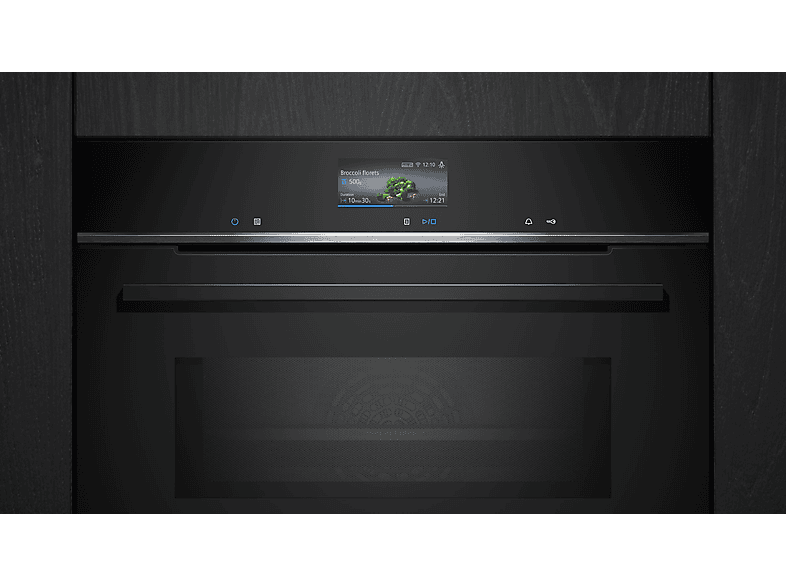 Horno microondas - Siemens iQ700 HM736GAB1, Integrable, Hidrolítica, 67 l, 59,4 cm, Negro