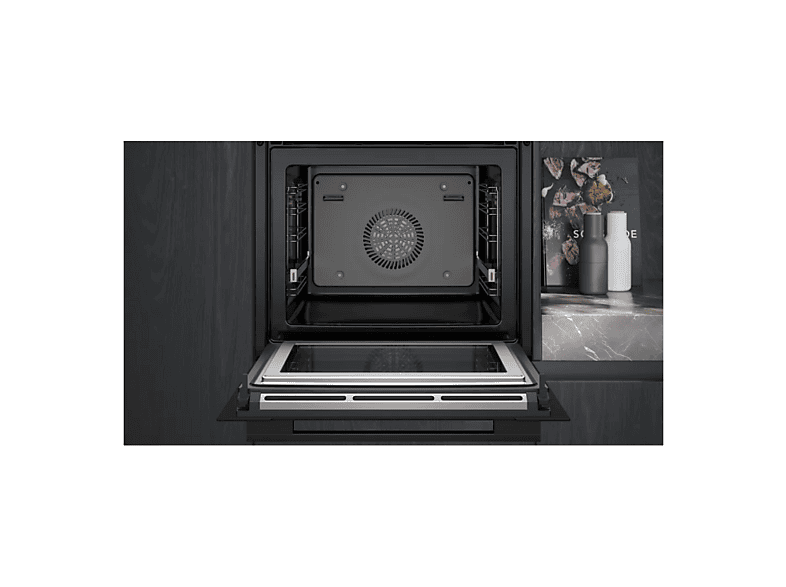 Horno microondas - Siemens iQ700 HM736GAB1, Integrable, Hidrolítica, 67 l, 59,4 cm, Negro