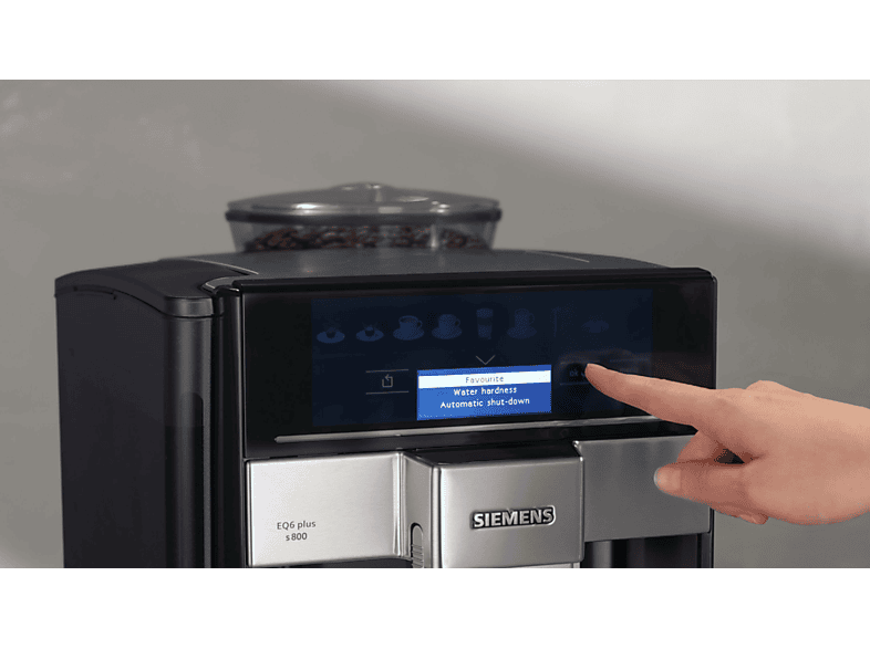 Máquina espresso - Siemens TE658209RW, 19 bar, 1500 W, 0,5 l, 2,0 tazas, Negro, Acero inoxidable