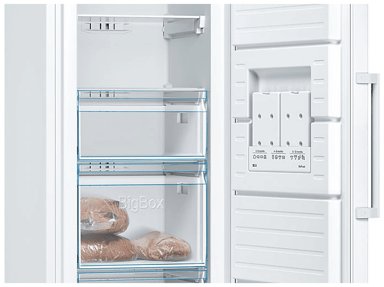 Congelador vertical - Bosch GSN36VWEP, 242 l, 186 cm, Blanco