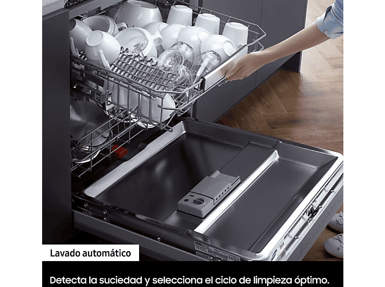Lavavajillas - Samsung DW60M6050FS, 14 servicios, 7 programas, 59.8 cm, Función Higiene, Configuración Flexible, Inox