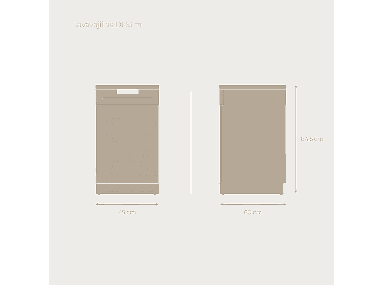 Lavavajillas libre instalación 45 cm - Evvo D1 Slim, 5 programas, 448 mm, Blanco