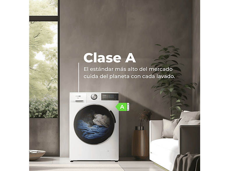 Lavadora carga frontal - Evvo Nova 8X, 8 kg, 13 programas, Gris