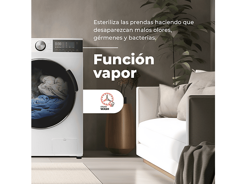 Lavadora carga frontal - Evvo Nova 8X, 8 kg, 13 programas, Gris