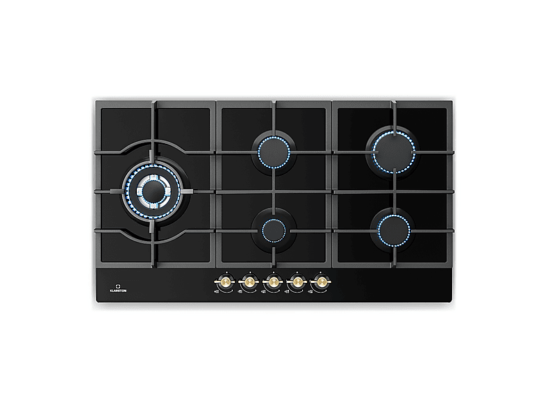 Placa de gas - Klarstein Victoria Chef Edition 5 zone, 5 zonas, 90 cm, Negro