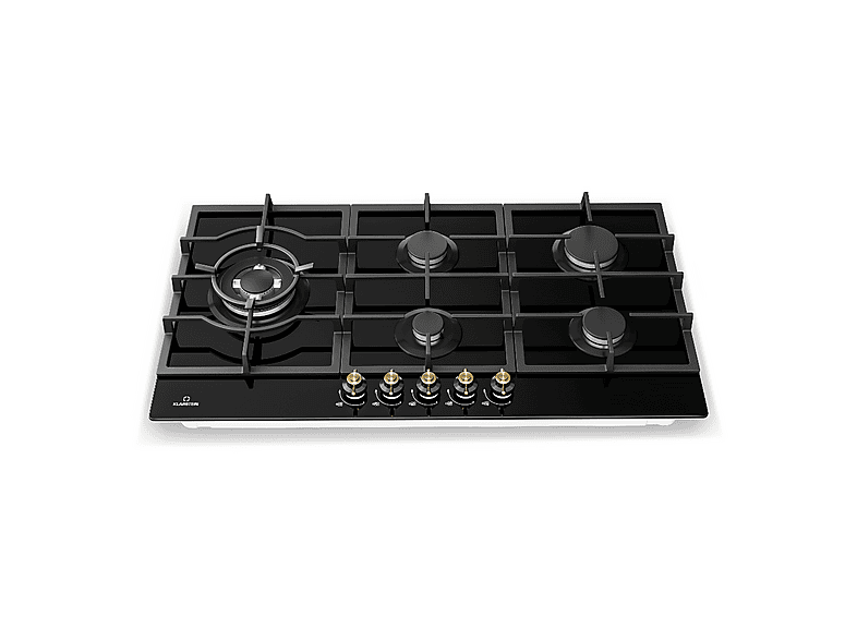 Placa de gas - Klarstein Victoria Chef Edition 5 zone, 5 zonas, 90 cm, Negro