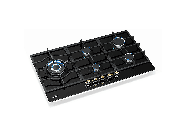 Placa de gas - Klarstein Victoria Chef Edition 5 zone, 5 zonas, 90 cm, Negro