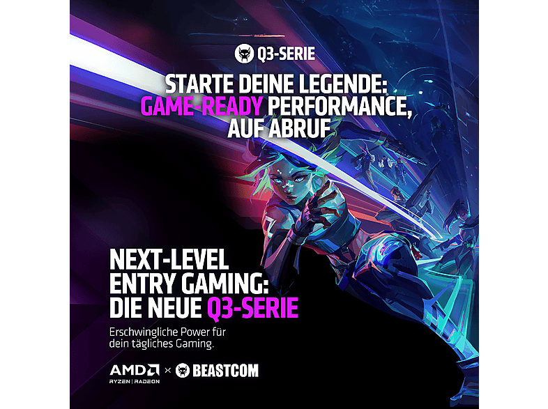Pack PC gaming - Beastcom Q3 Essential Gaming, AMD Ryzen™ 5 3400G, 16 GB RAM, 512 GB SSD, Radeon™ RX Vega 11, Windows 11 Home, (ref. 137729085)