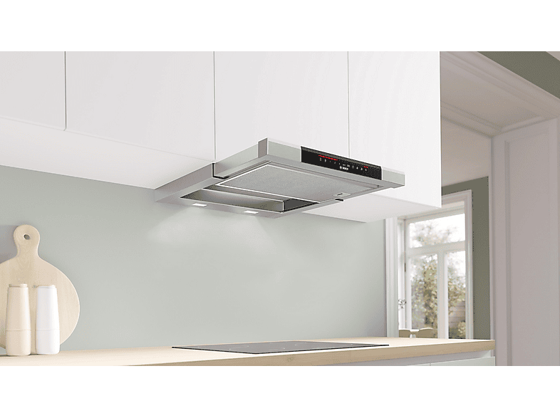 Campana telescopica - Bosch DFS067K51, 5 velocidades, 717 m³/h, 598 mm, Acero inoxidable