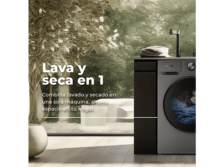Lavadora secadora - Evvo Nova 8/6, 1350 rpm, 13 programas, Blanco