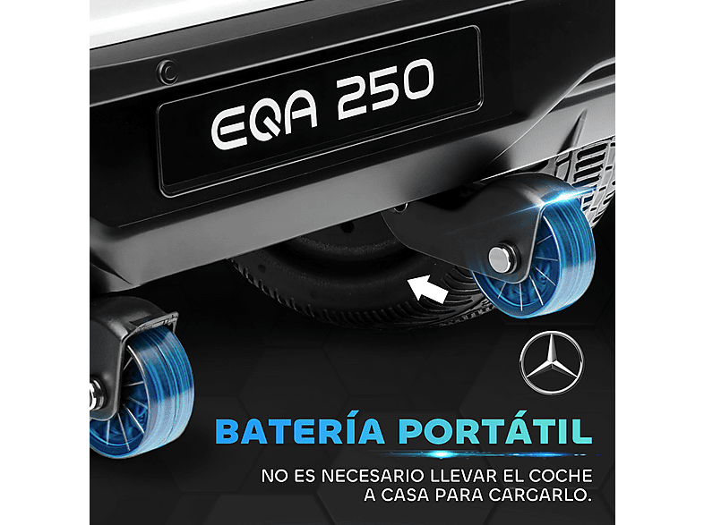Coche eléctrico - Homcom Mercedes-Benz EQA, 12V, Control Remoto, Música, Bocina, 3-8 km/h, 3-8 Años