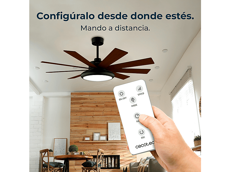 Ventilador de techo - Cecotec EnergySilence Aero 7000 Light Pro, 50 W, 2 velocidades, Marron