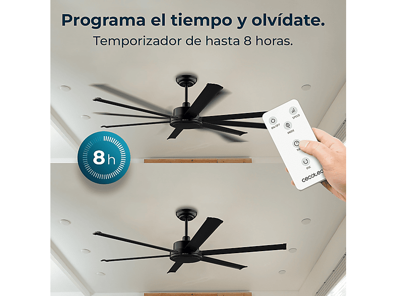 Ventilador de techo - Cecotec EnergySilence Aero 10000 Pro, 80 W, 2 velocidades, Blanco