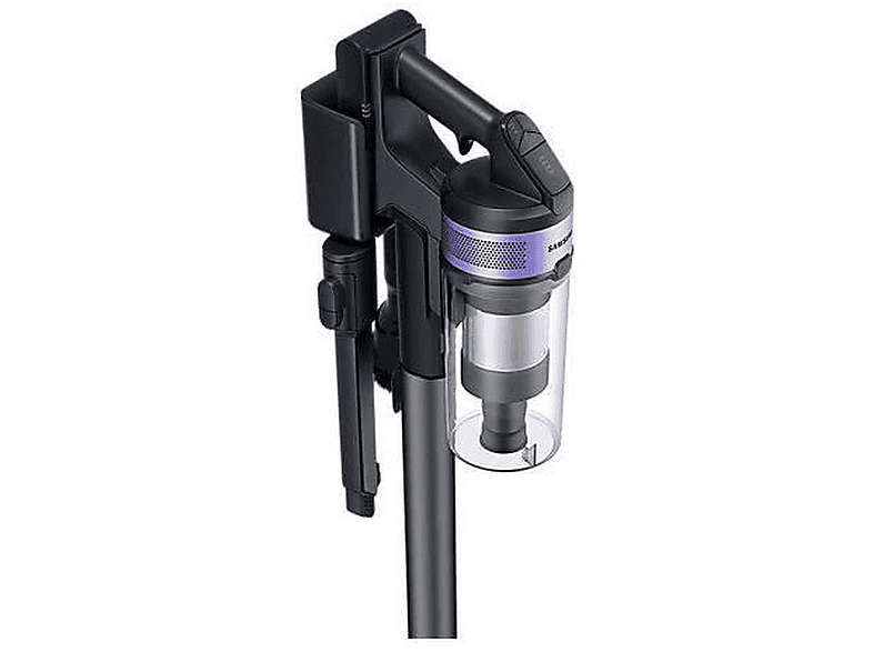 Aspiradora escoba - Samsung Jet 75E Turbo VS20B75B1R4, 550 W, Potencia de succión 200 AirWatt, Depósito 0,8 l, Negro, Cromo, Violeta