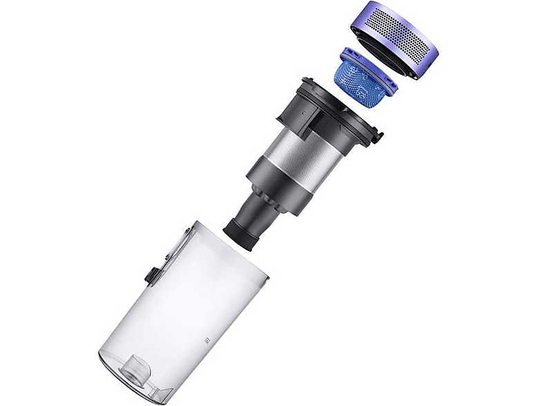 Aspiradora escoba - Samsung Jet 75E Turbo VS20B75B1R4, 550 W, Potencia de succión 200 AirWatt, Depósito 0,8 l, Negro, Cromo, Violeta