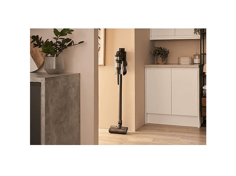 Aspirador escoba - Samsung VS20B75BCR5/WD, 550 W, Potencia de succión 200 AirWatt, Depósito 0,8 l, Autonomía 60 min, Negro, Cromo