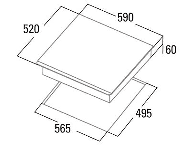 Placa de inducción - Cata INSB 6028 BK, 3 zonas, 590 mm, Negro