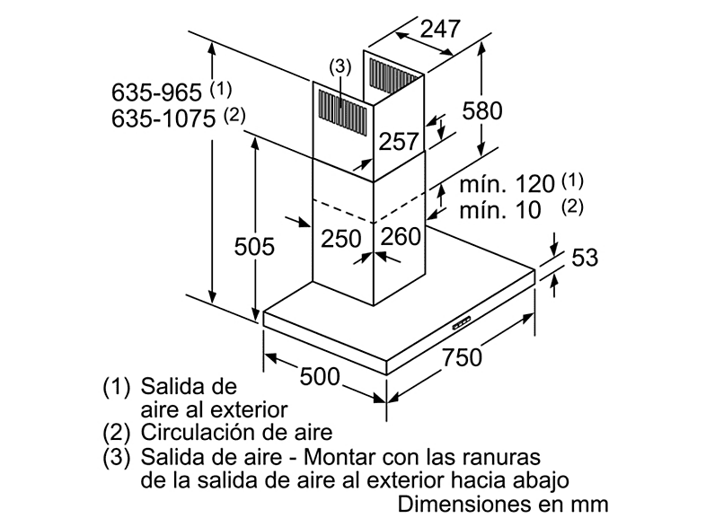 Campana decorativa - Balay 3BC076MX, Decorativa, 590 m3/h, 3 velocidades, 75 cm, Inox
