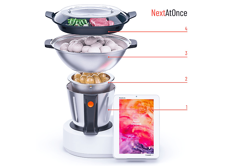 Robot de cocina - Taurus MYCOOK NEXT, 2000 W, 2,5 l, Blanco