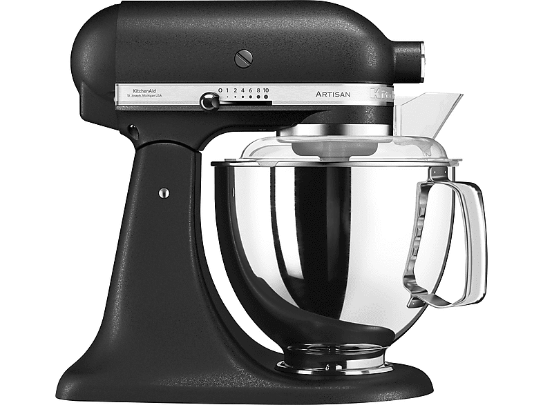 Robot amasador - KitchenAid 5KSM175PSEBK, 300 W, 4,8 l, Negro
