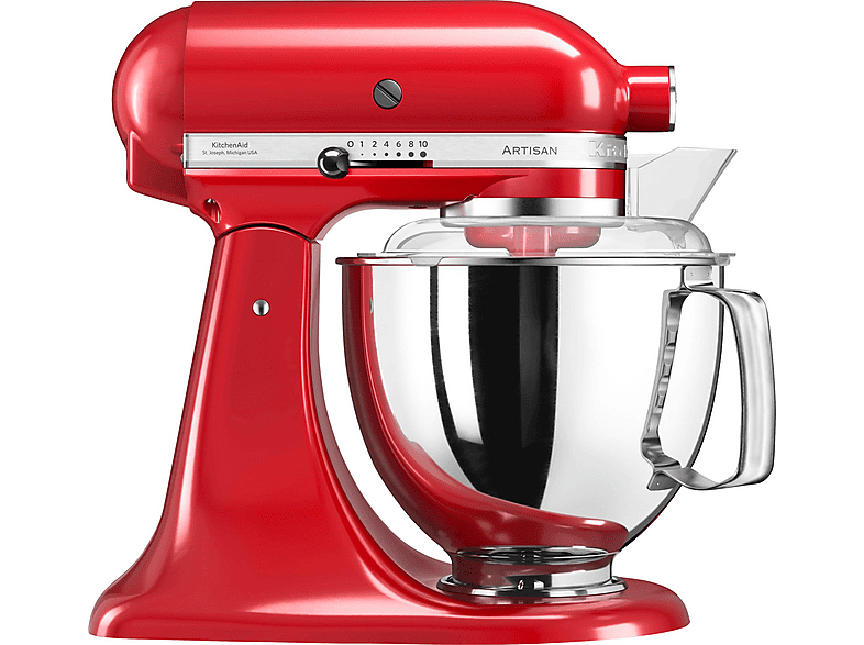 Robot de cocina - KitchenAid 5KSM175PSEER, 300 W, 4,8 l, Rojo