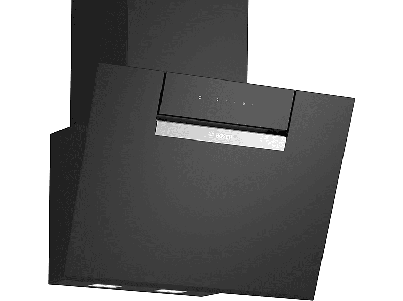 Campana decorativa - Bosch DWK67FN60, 4 velocidades, 768 m³/h, 590 mm, Cristal negro