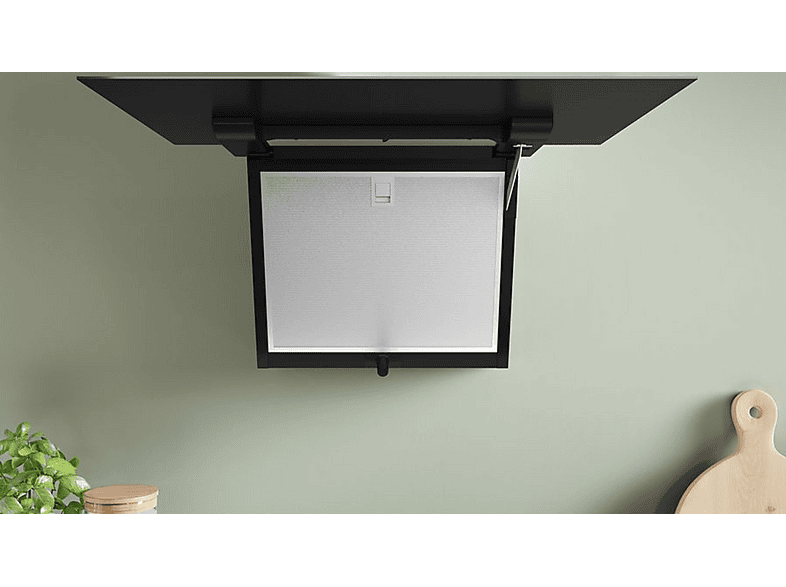 Campana decorativa - Bosch DWK67FN60, 4 velocidades, 768 m³/h, 590 mm, Cristal negro