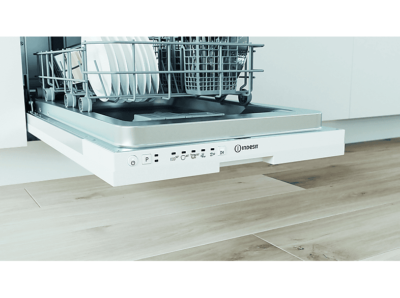 Lavavajillas integrable 45 cm - Indesit DI9E 2B10, 9 servicios, 5 programas, 44,8 cm, Blanco