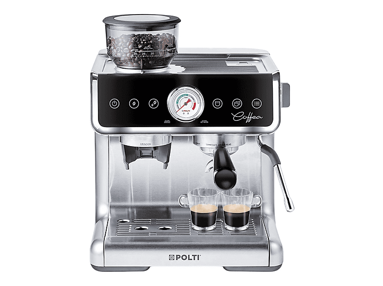 Cafetera express - Polti COFFEA G50S, 15 bar, 0 W, 2 tazas, Plata